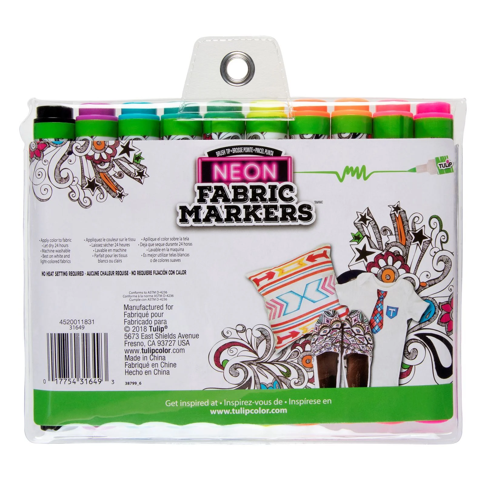 Tulip Brush-Tip Fabric Markers Neon 10 Pack - Image 8